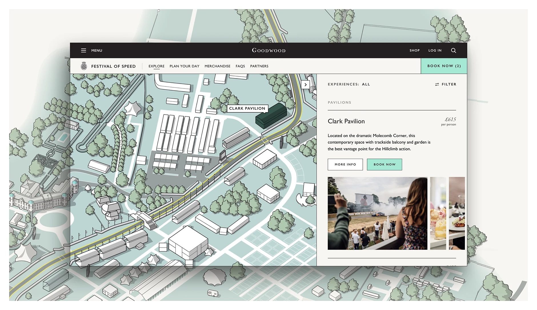 Goodwood event map and visitor information interface.