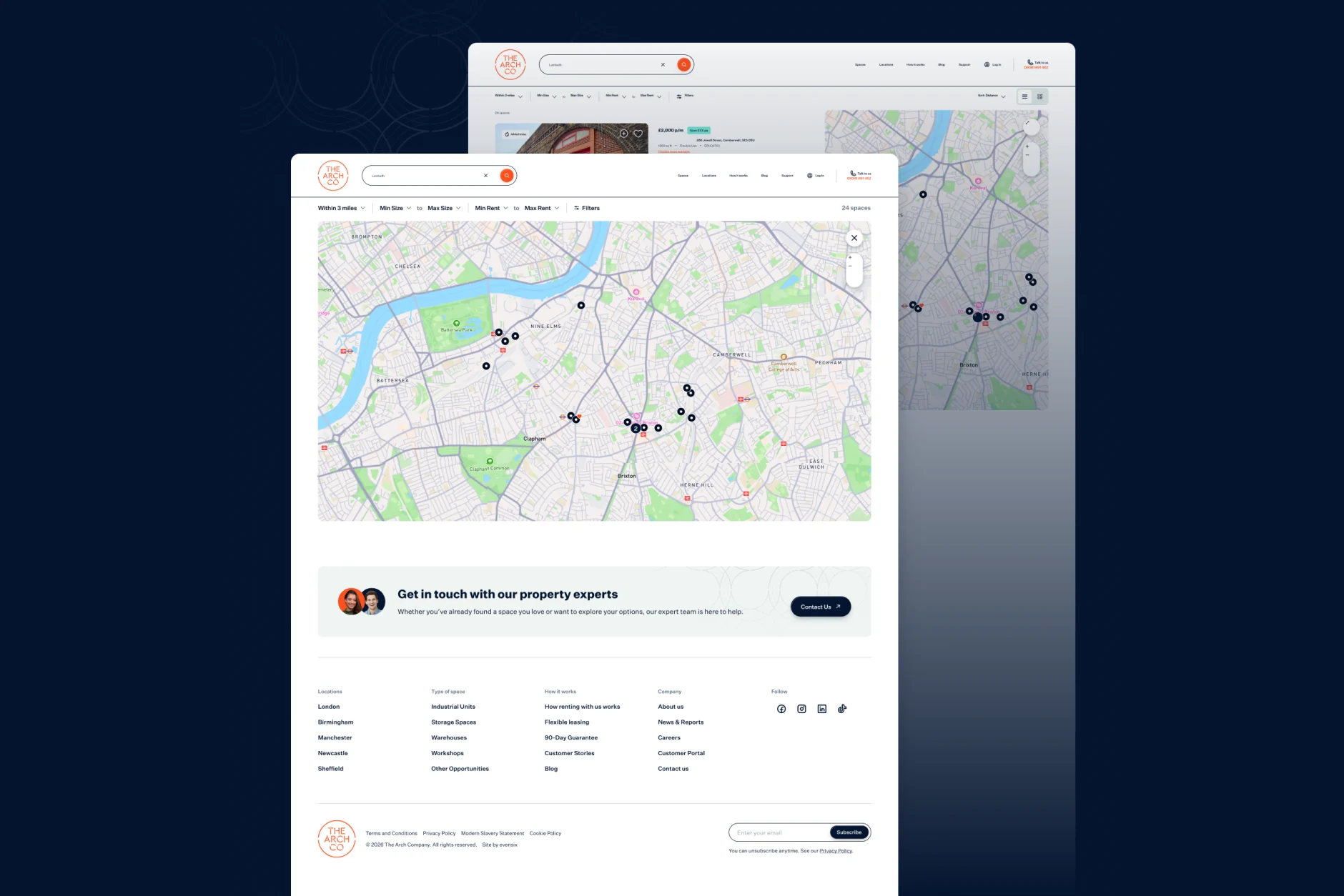 Map search for finding space by area