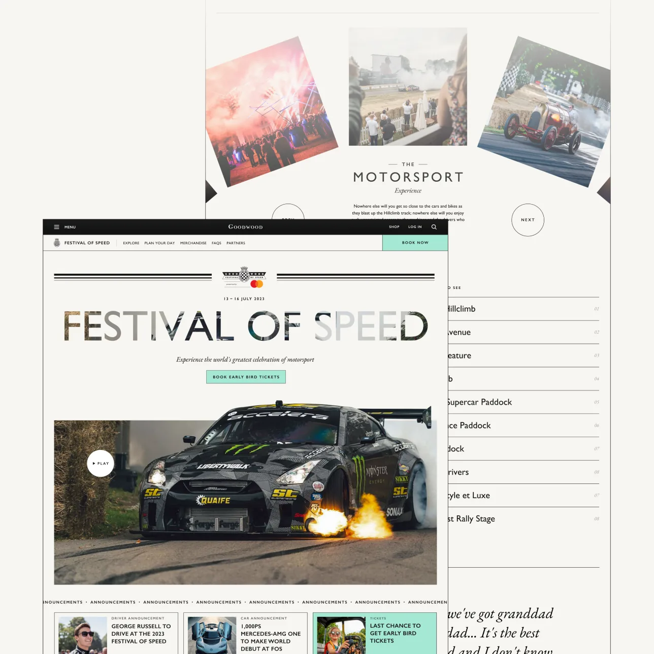 Goodwood Festival of Speed and motorsport website concepts