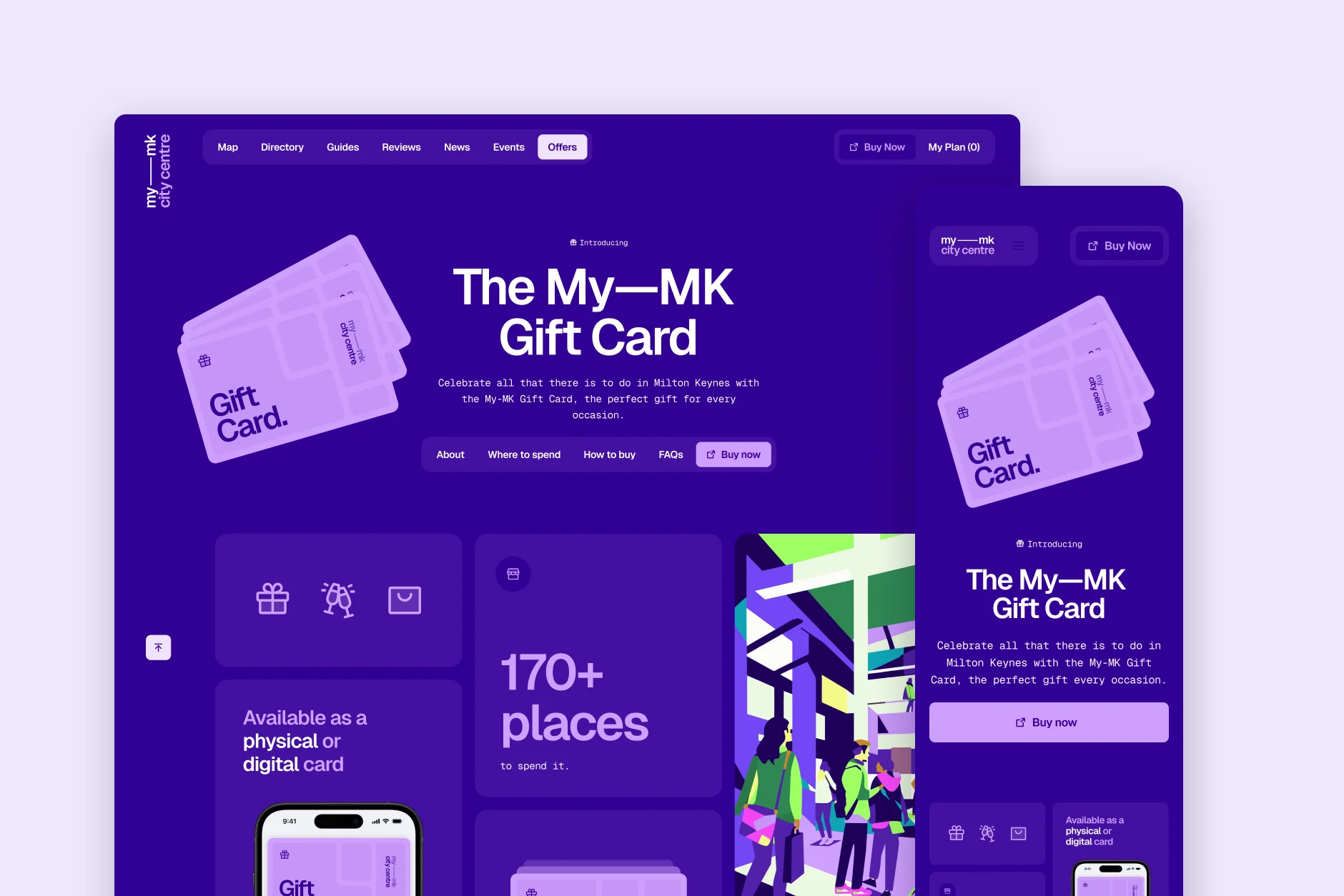 Gift card pages across screen sizes