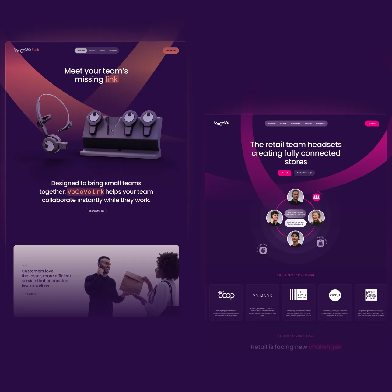 VoCoVo Link and main brand website designs