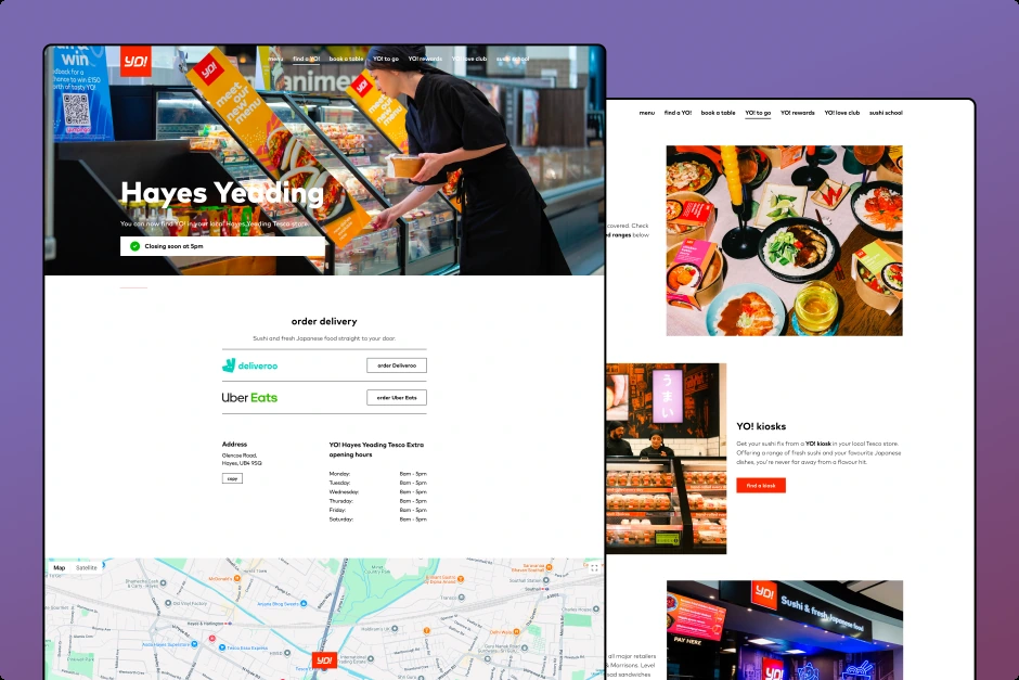 Supermarket kiosk information, delivery options and location details